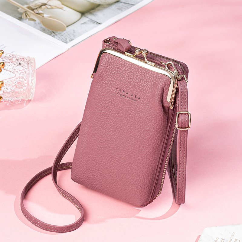 Korean Fashion Lychee Pattern Solid Color Diagonal Shoulder Bag - الصورة 9