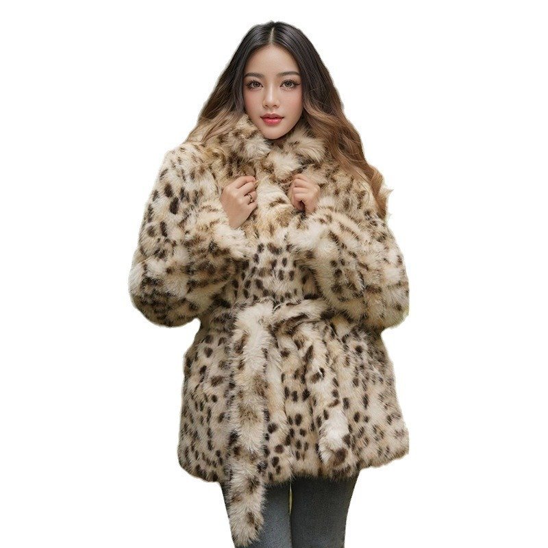 Fashion Temperament Fur Leopard Print Coat - الصورة 3