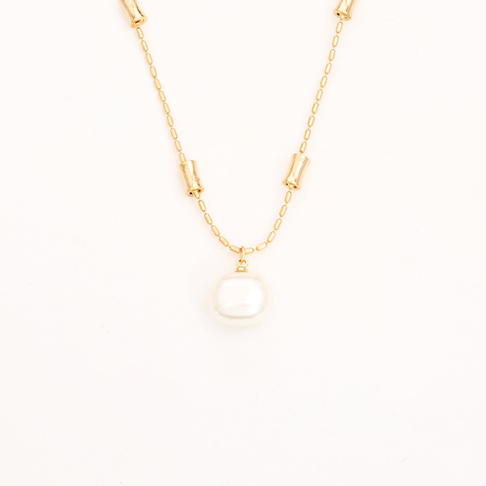 Sugar Pearl Bamboo Necklace High-end Fashion Simple Stud Earrings - الصورة 3