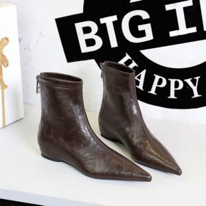 Retro Female Boots Comfortable Low Heel Wedge Hidden Heel