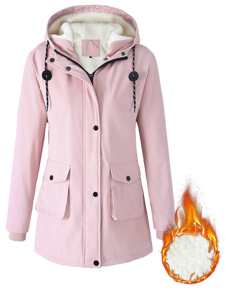 European Size Thickened Velvet Cotton Clothes Female Casual Hooded Coat - الصورة 5