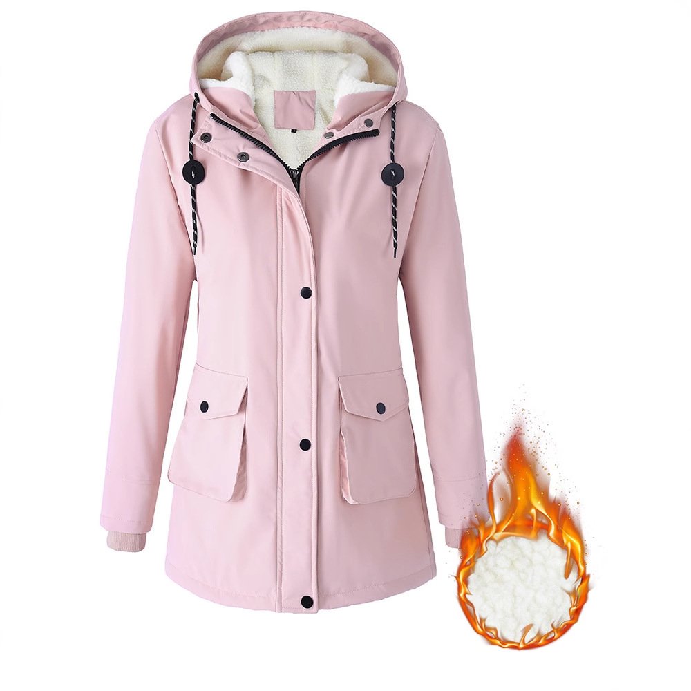 European Size Thickened Velvet Cotton Clothes Female Casual Hooded Coat - الصورة 3