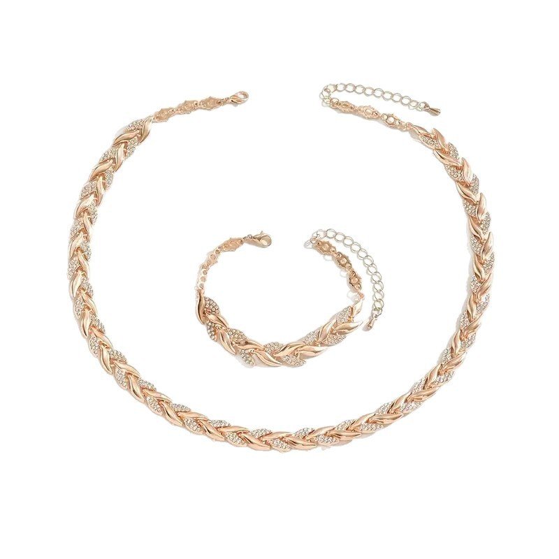 Women's Personality Affordable Luxury Willow Leaf Diamond Bracelet Necklace - الصورة 4