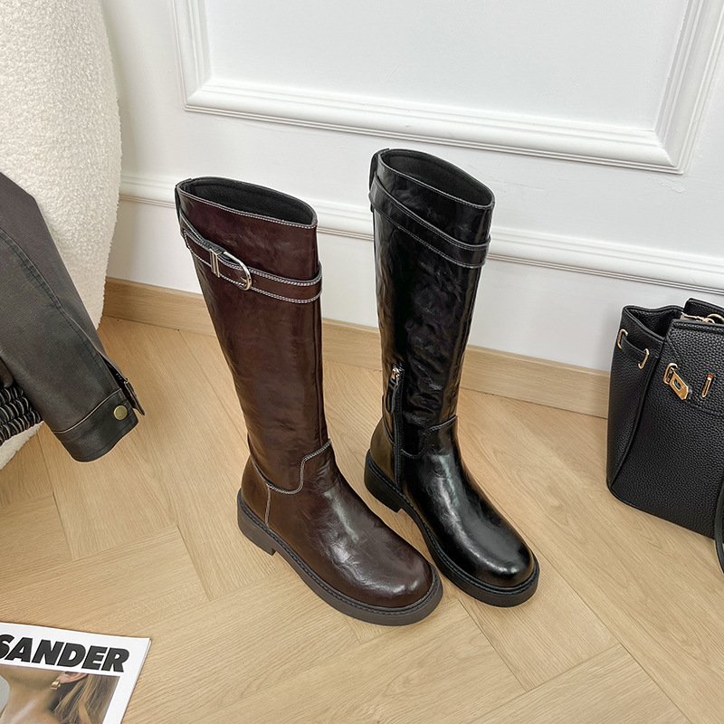 Women's Knee-high Black High-end Martin Boots - الصورة 5