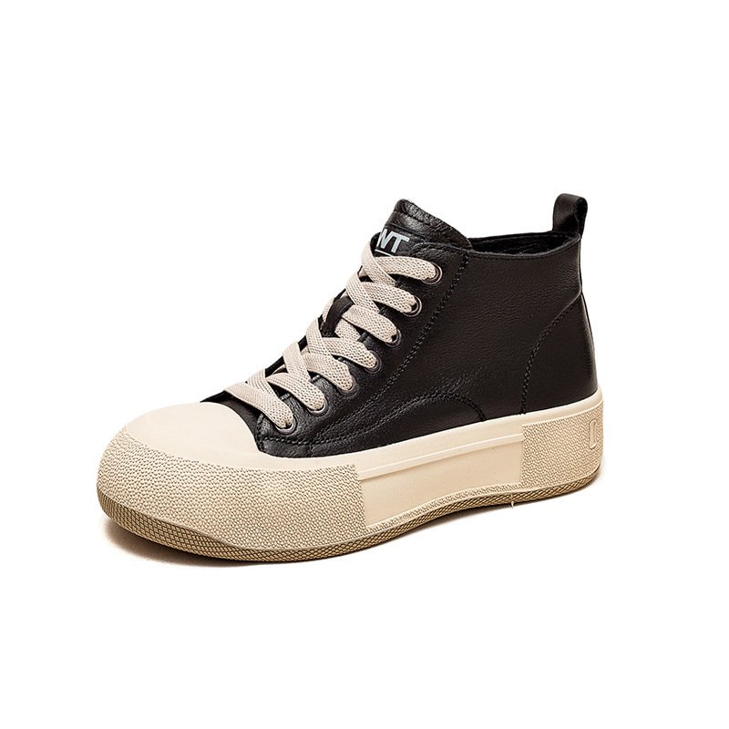High-top Casual Sneakers First Layer Cowhide Toe Box Women's Shoes Vintage - الصورة 8