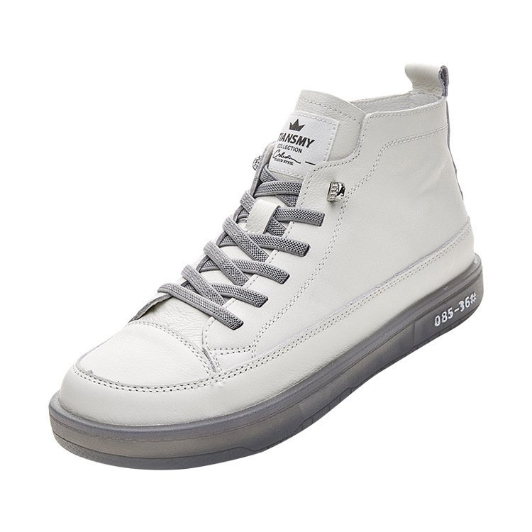 Leather High-top Shoes Women's First Layer Cowhide Spring And Autumn New