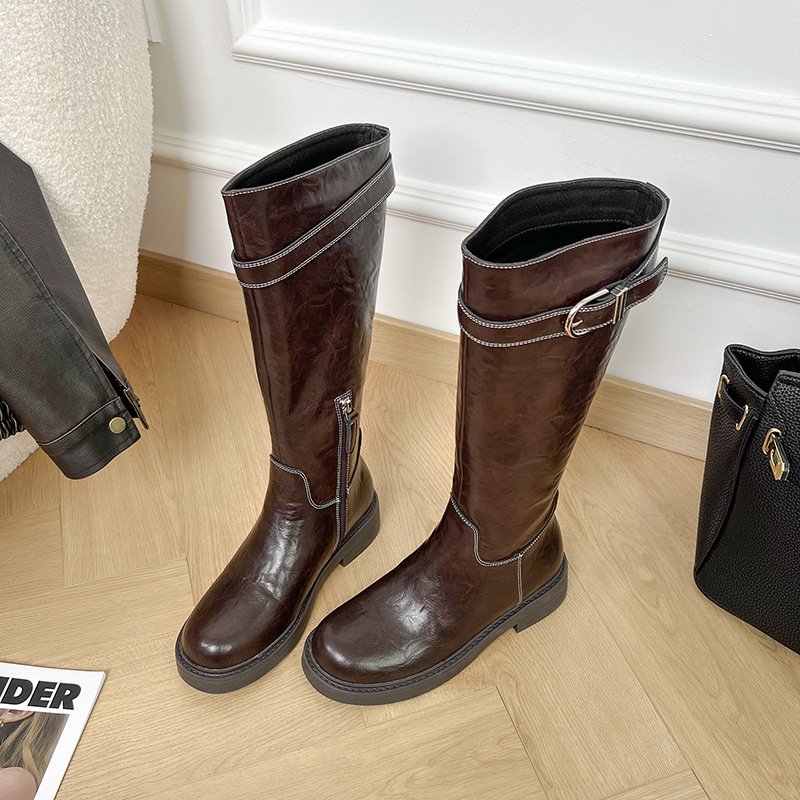 Women's Knee-high Black High-end Martin Boots - الصورة 3
