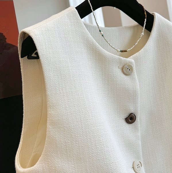 Round Neck Vest French Style Temperament Outer Wear Bandage Dress Sleeveless - الصورة 2