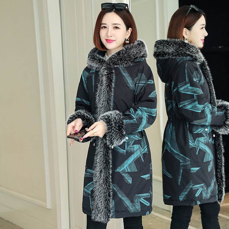 Autumn And Winter Parka Leather Women's Mid-length - الصورة 4