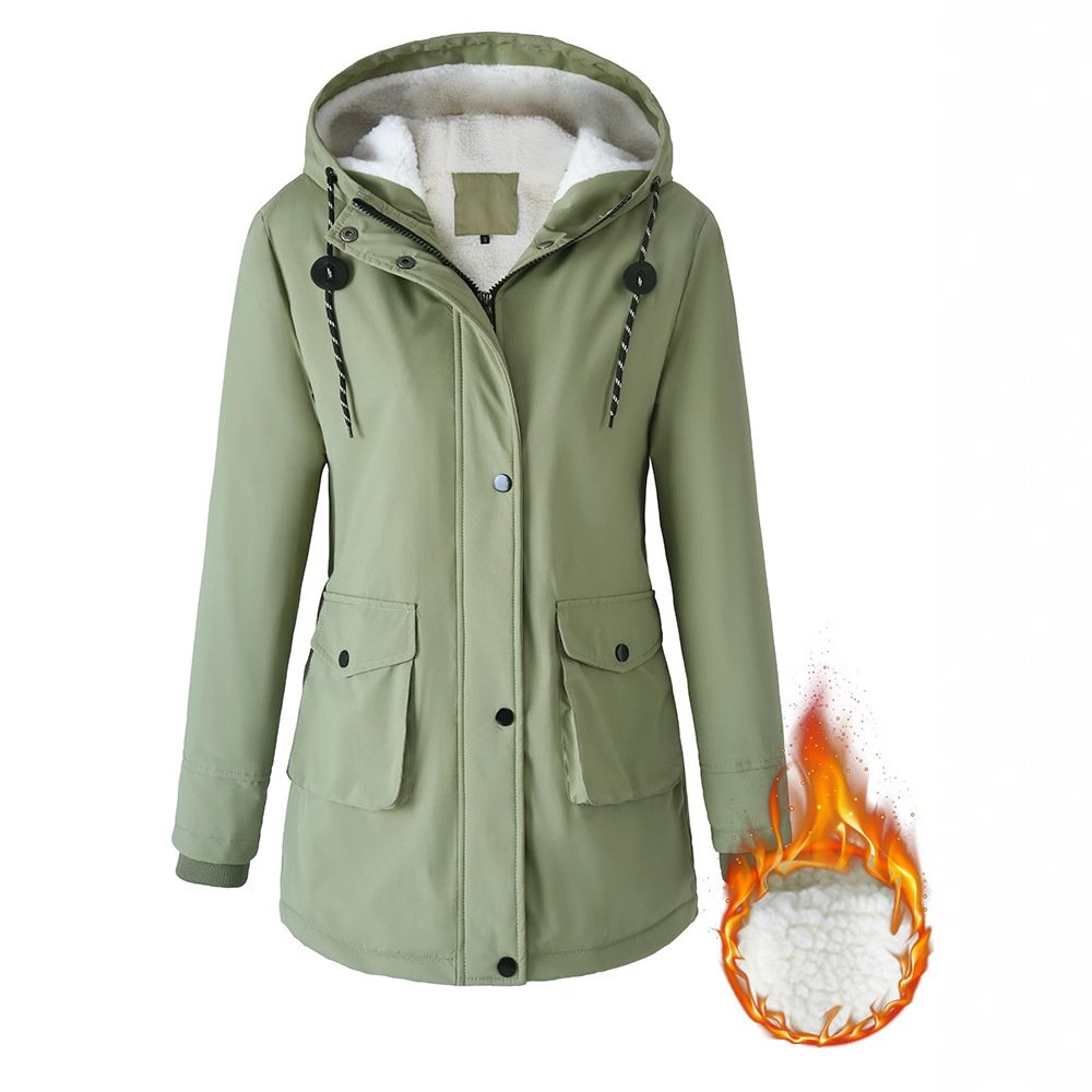 European Size Thickened Velvet Cotton Clothes Female Casual Hooded Coat - الصورة 4