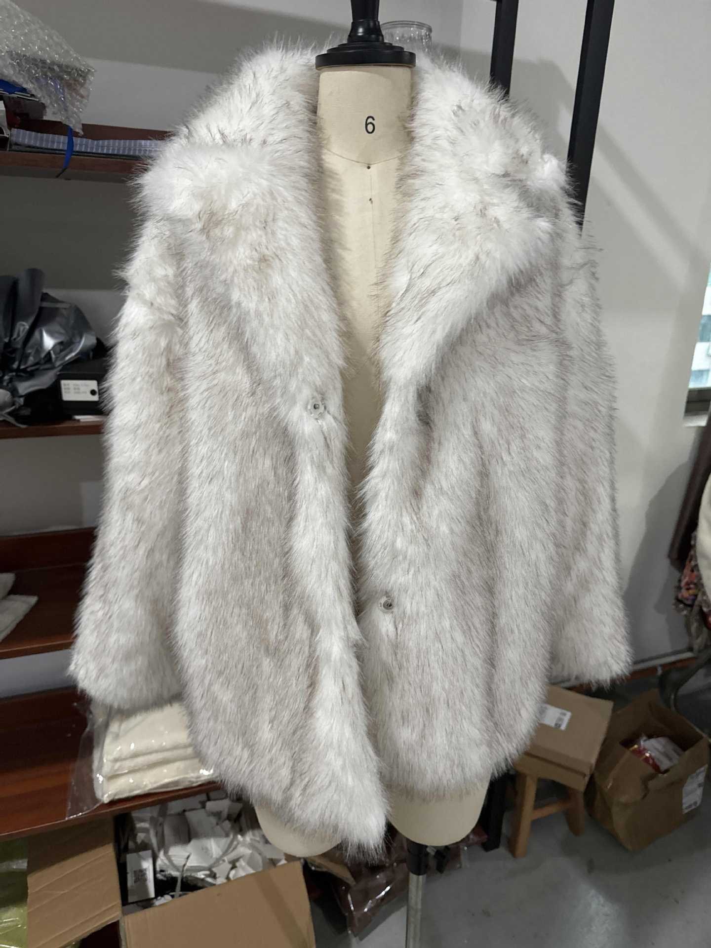Lapel Long Sleeve Furry Fur Clothing Comfortable Casual Warm Jacket Ladies - الصورة 4