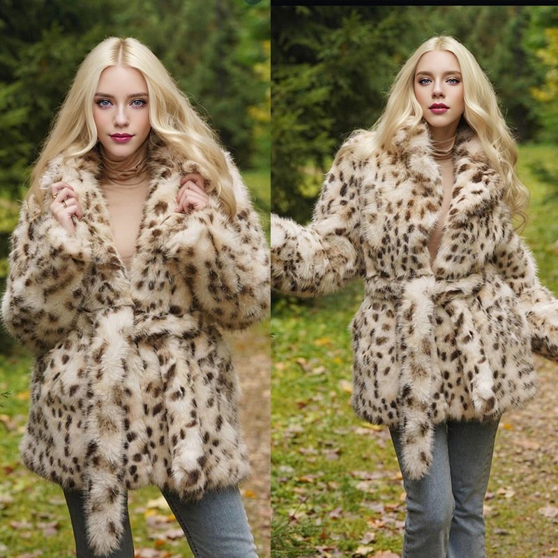 Fashion Temperament Fur Leopard Print Coat - الصورة 4