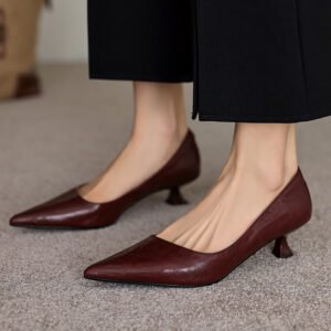 Women's Solid Color French Pointed-toe Mid Heel Shoes