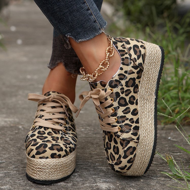 New European And American Cloth Rubber Cloth Lace Loop Round Toe Shoes - الصورة 5