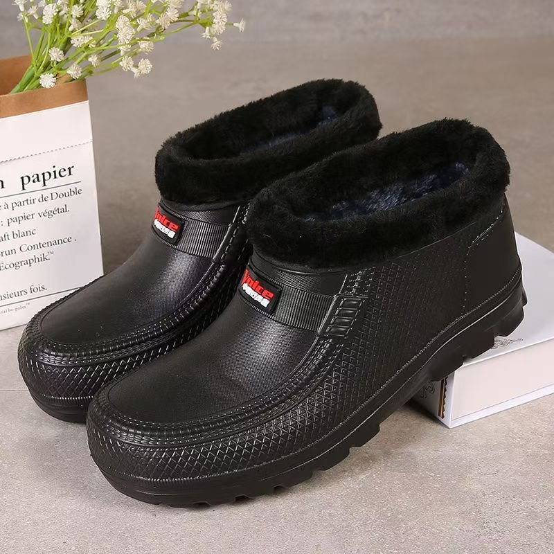 Waterproof Cotton Shoes With Fleece For Warmth Waterproof And Anti-slip Rain Boots - الصورة 4
