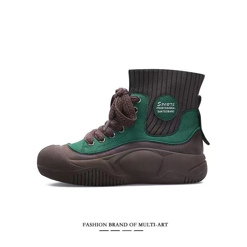 Women's Leather Stretch Socks Boots - الصورة 3