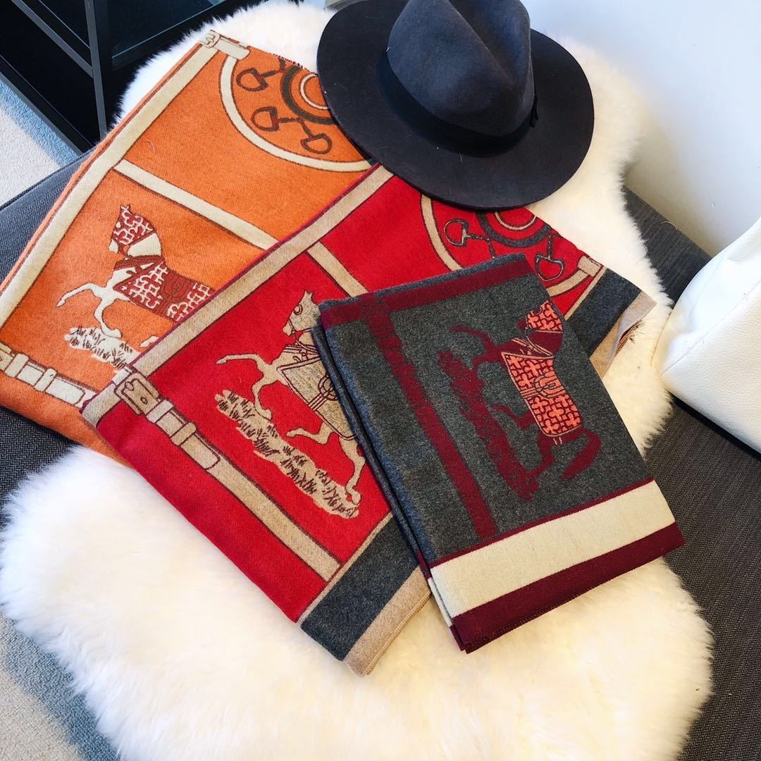 Cashmere-like Fleece Scarf Little Plaid Double-sided Color-block Versatile Shawl - الصورة 4