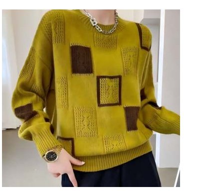 Women's Knitted Sweater Round Neck Long Sleeve Loose Slim Fashion Tide - الصورة 2