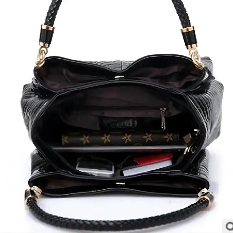 Women's Bag Large Capacity Tote Daily Commute Women's Shoulder Bag Crocodile Print Bright Face Handbag Shopping - الصورة 4