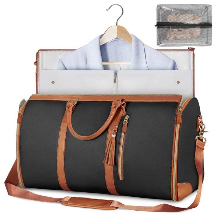 Large Capacity Travel Duffle Bag Women's Handbag Folding Suit Bag Waterproof Clothes Totes - الصورة 3