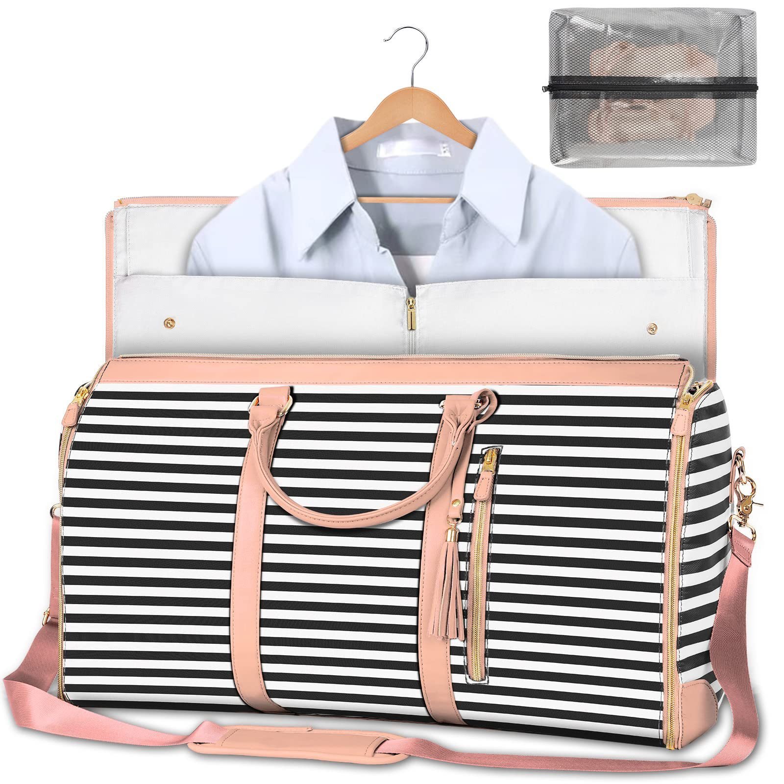 Large Capacity Travel Duffle Bag Women's Handbag Folding Suit Bag Waterproof Clothes Totes - الصورة 2