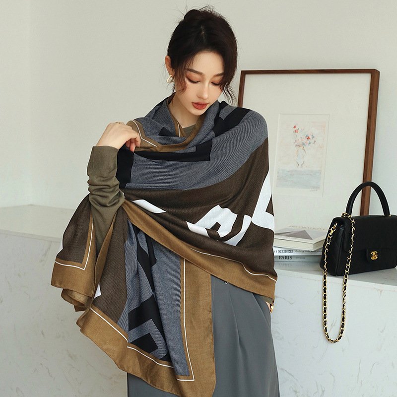 Vintage Printed Scarf Elegant Graceful Mid-length Decorative Scarf