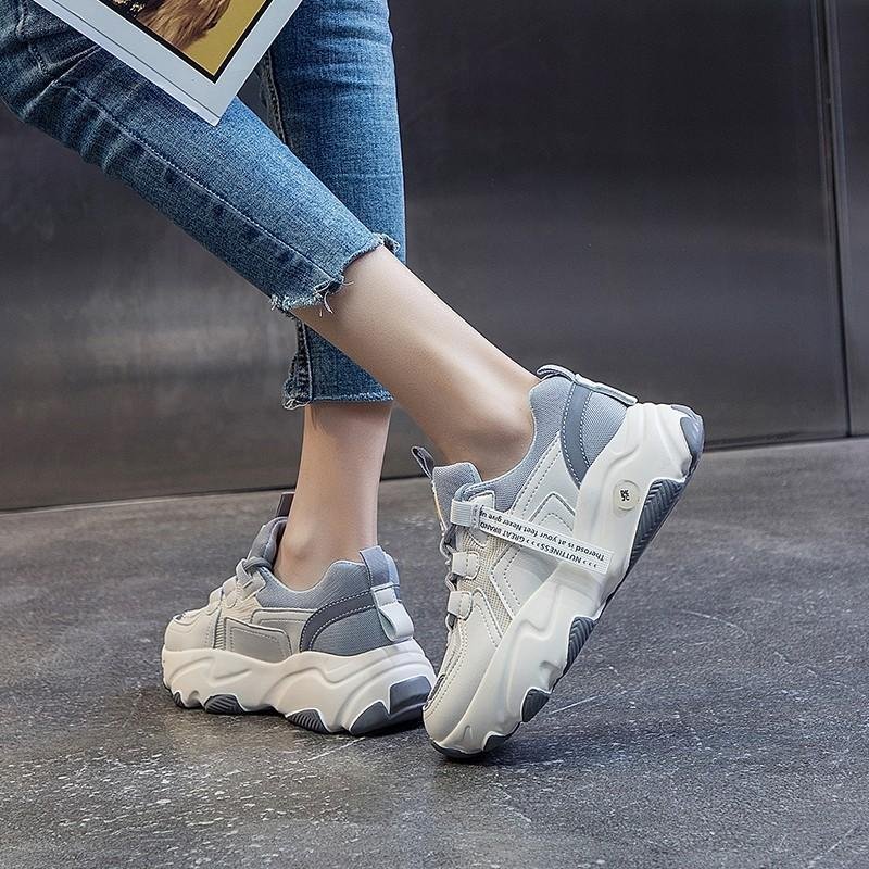 Genuine Leather Old Shoes Women All-match Platform Casual Sneakers - الصورة 3