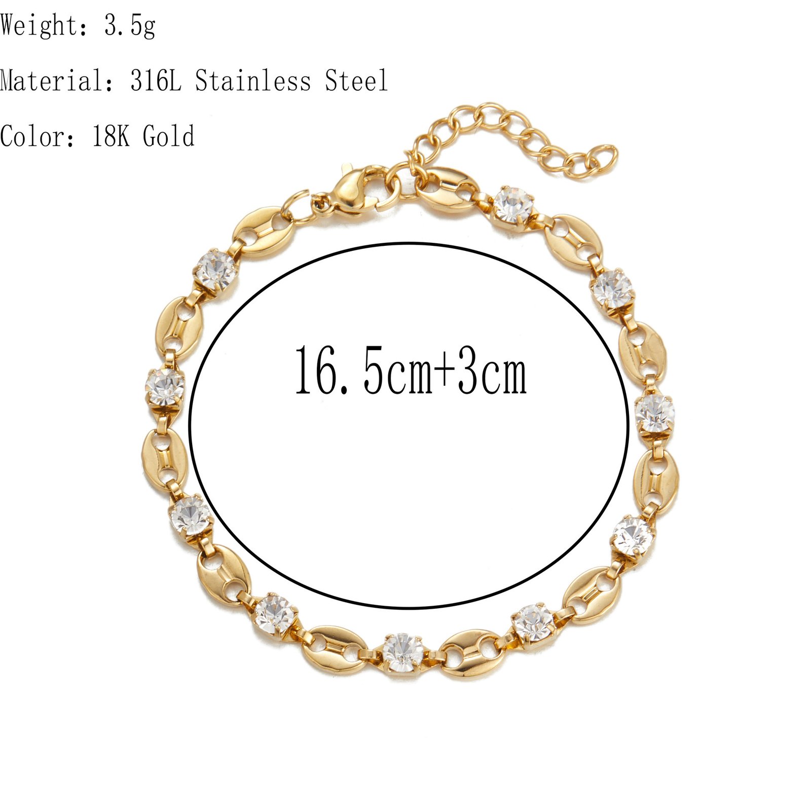 Fashionable 18K Titanium Steel Bracelet Hip-hop And Niche Style - الصورة 2