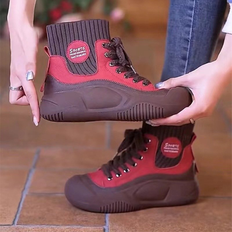 Women's Leather Stretch Socks Boots - الصورة 2