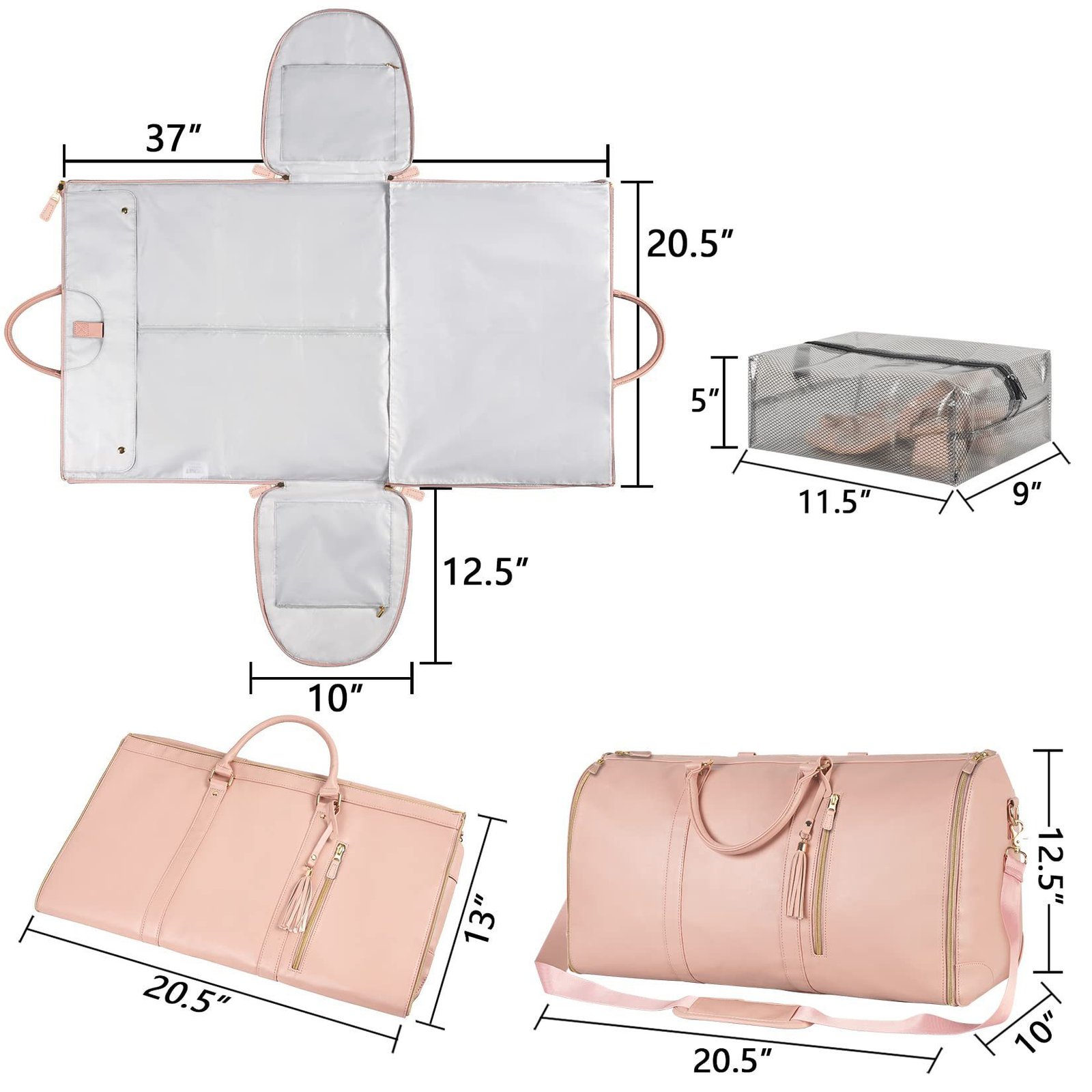 Large Capacity Travel Duffle Bag Women's Handbag Folding Suit Bag Waterproof Clothes Totes - الصورة 8