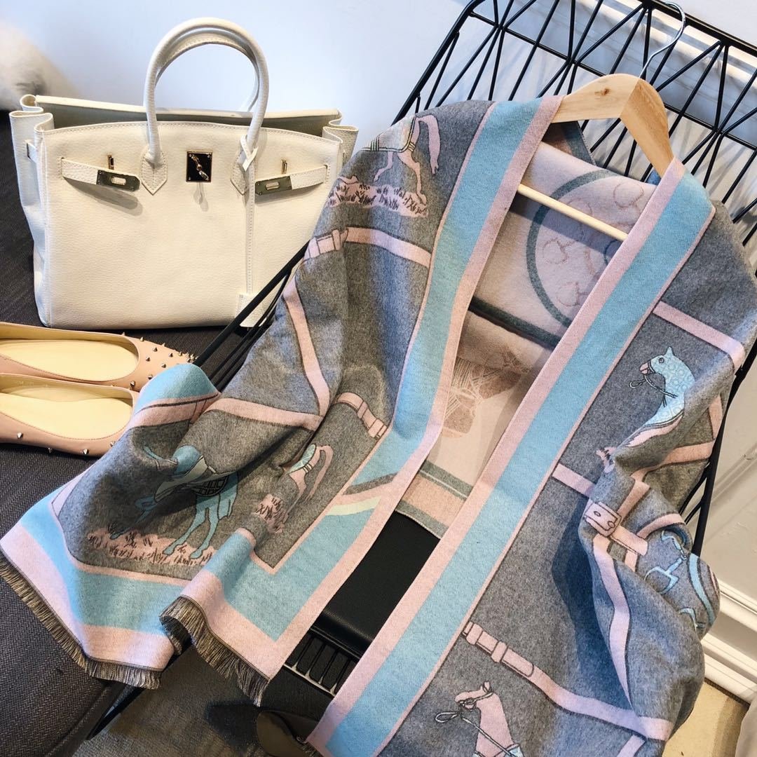 Cashmere-like Fleece Scarf Little Plaid Double-sided Color-block Versatile Shawl - الصورة 6