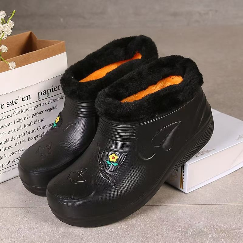 Waterproof Cotton Shoes With Fleece For Warmth Waterproof And Anti-slip Rain Boots - الصورة 3