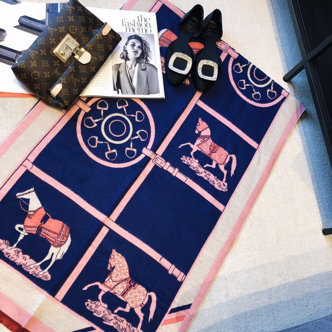 Cashmere-like Fleece Scarf Little Plaid Double-sided Color-block Versatile Shawl - الصورة 7