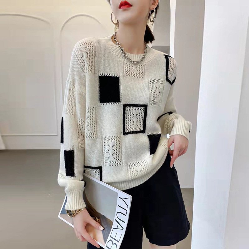 Women's Knitted Sweater Round Neck Long Sleeve Loose Slim Fashion Tide