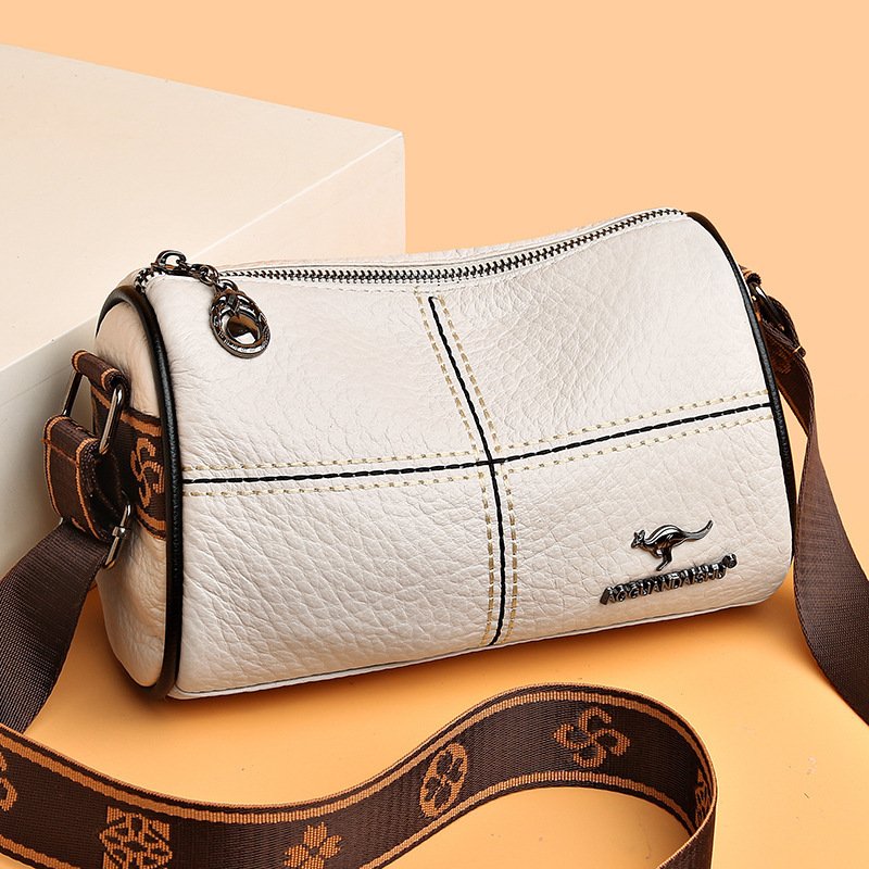 Casual Stitched Genuine Leather Women's Shoulder Bag - الصورة 2