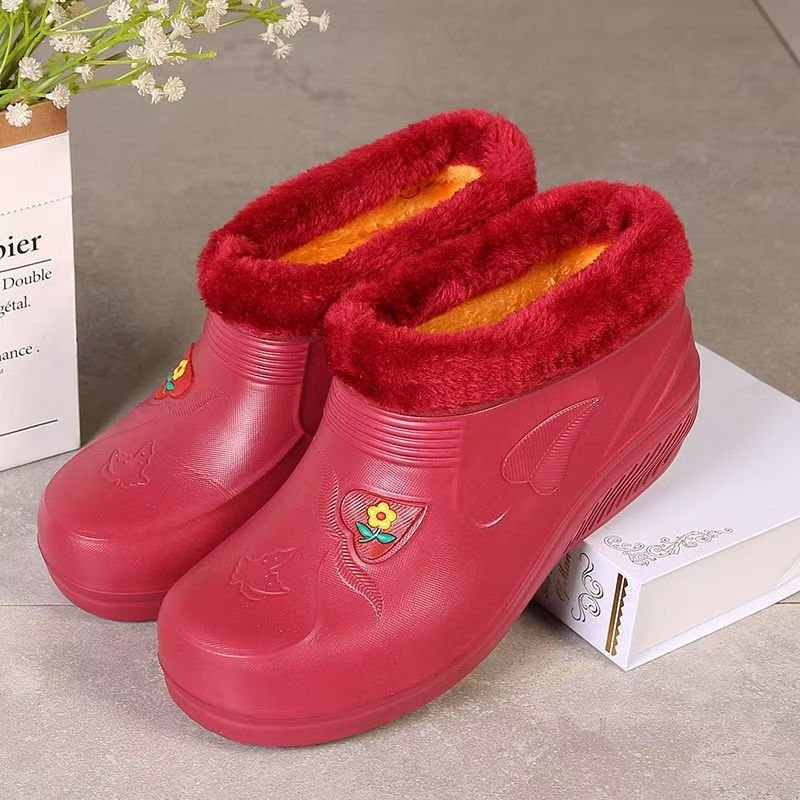 Waterproof Cotton Shoes With Fleece For Warmth Waterproof And Anti-slip Rain Boots - الصورة 2
