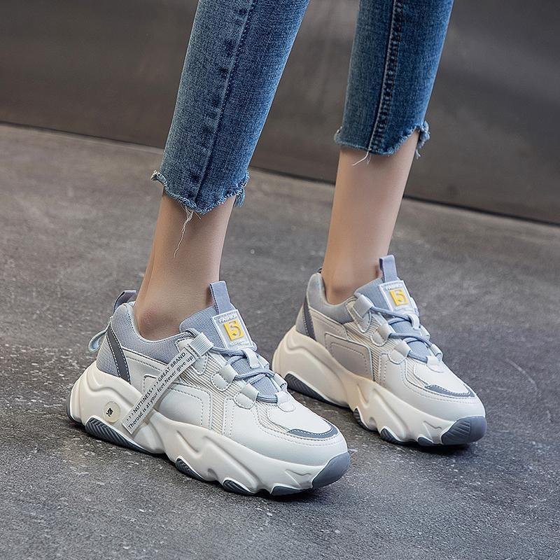 Genuine Leather Old Shoes Women All-match Platform Casual Sneakers - الصورة 4