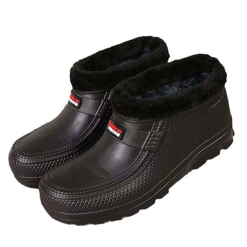Waterproof Cotton Shoes With Fleece For Warmth Waterproof And Anti-slip Rain Boots - الصورة 6