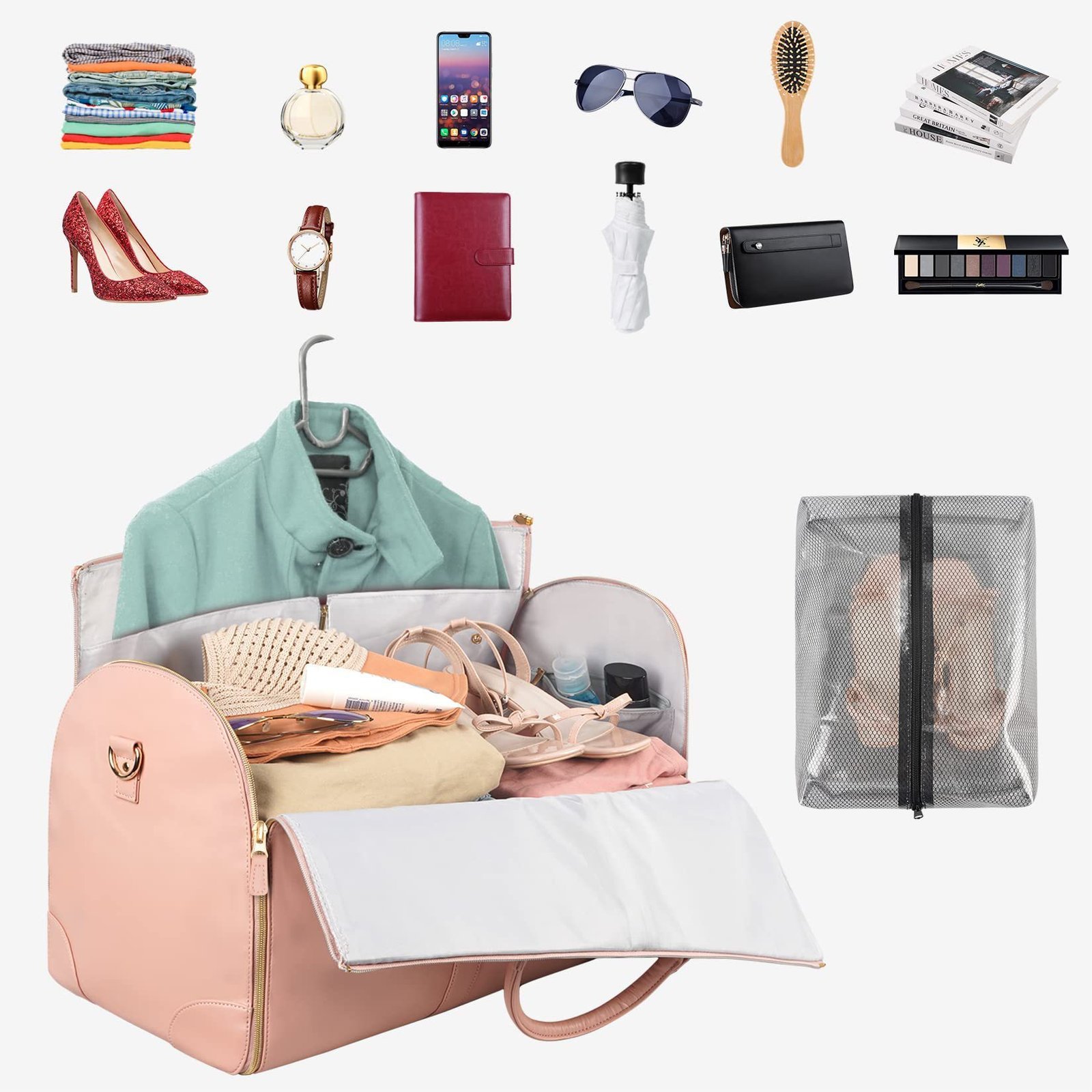 Large Capacity Travel Duffle Bag Women's Handbag Folding Suit Bag Waterproof Clothes Totes - الصورة 4