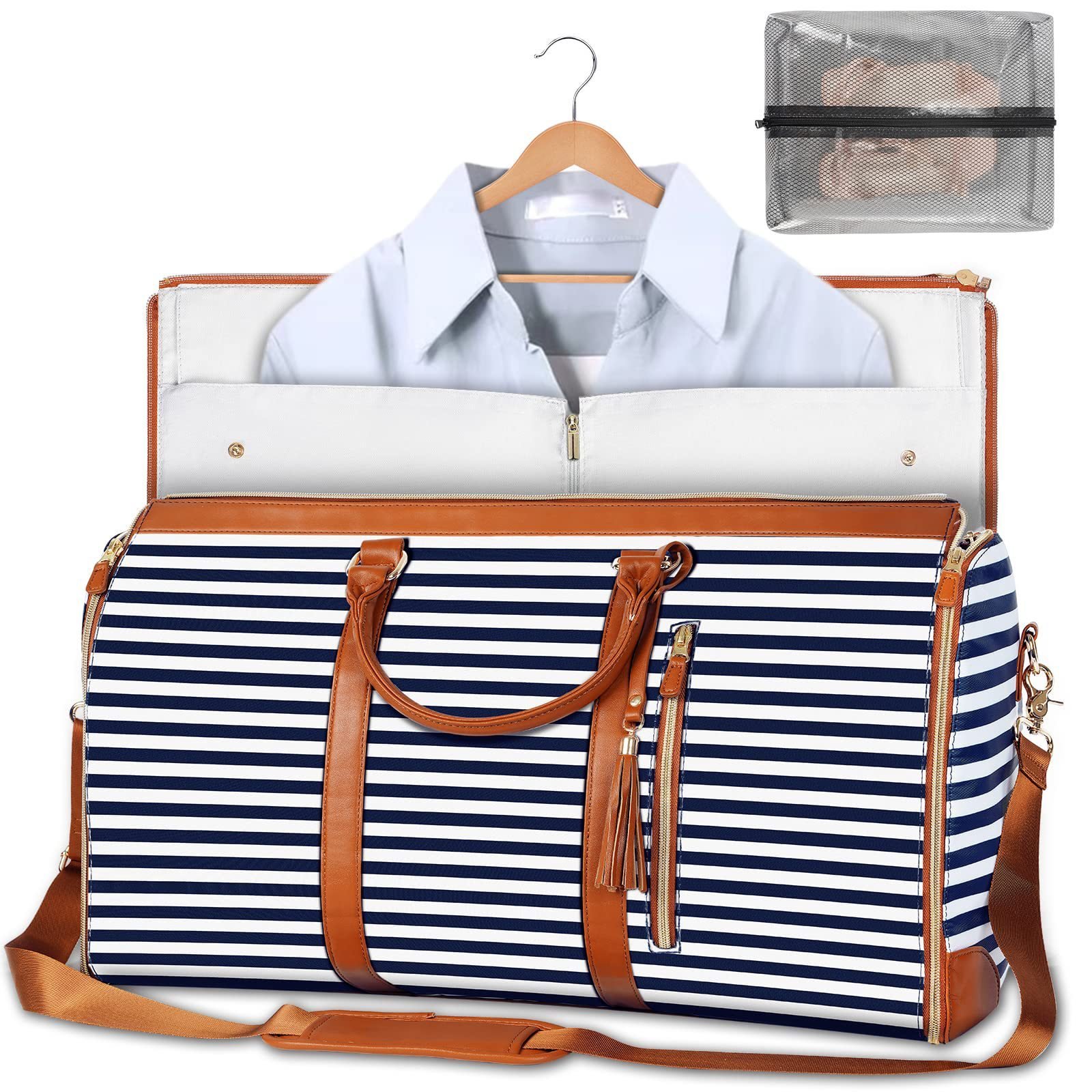 Large Capacity Travel Duffle Bag Women's Handbag Folding Suit Bag Waterproof Clothes Totes - الصورة 9