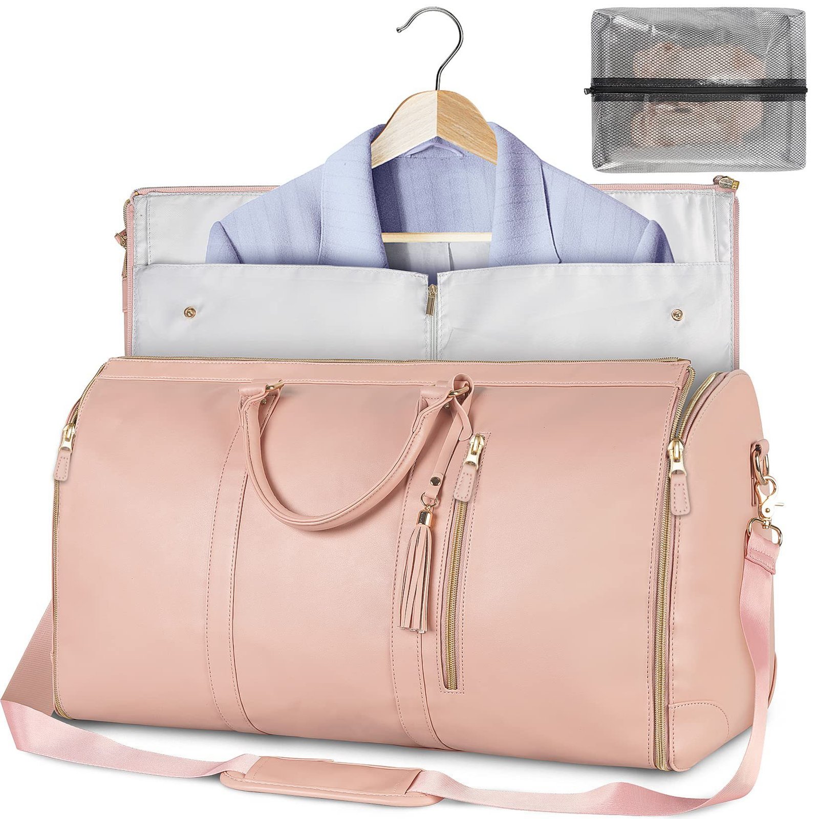 Large Capacity Travel Duffle Bag Women's Handbag Folding Suit Bag Waterproof Clothes Totes - الصورة 5