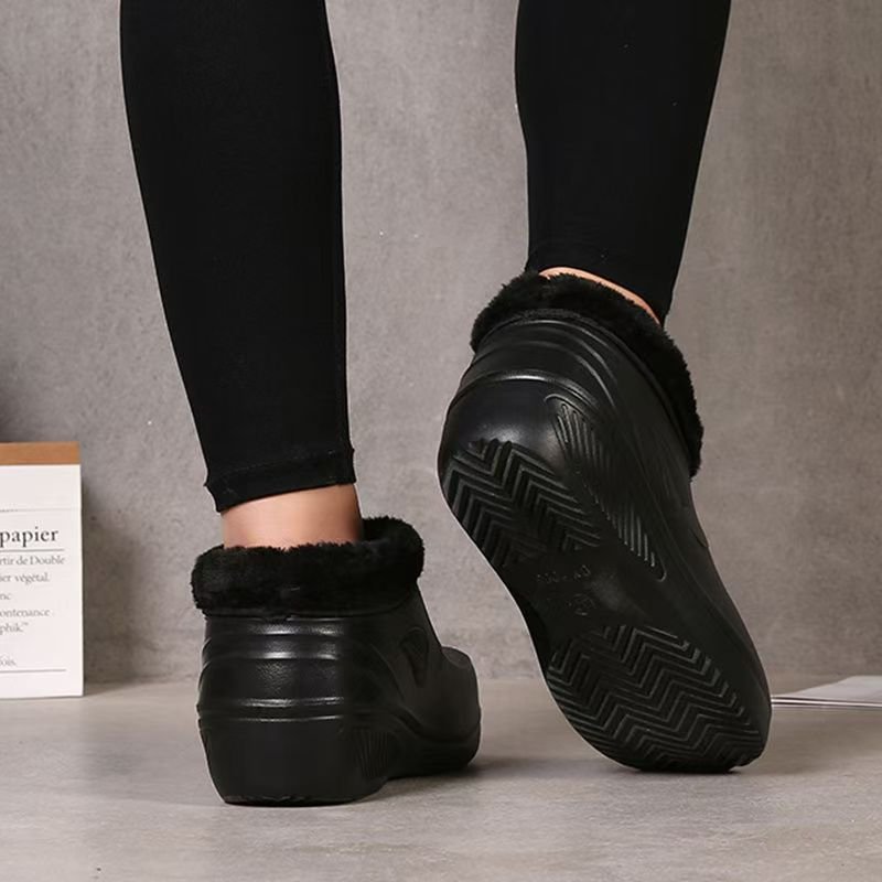 Waterproof Cotton Shoes With Fleece For Warmth Waterproof And Anti-slip Rain Boots - الصورة 5