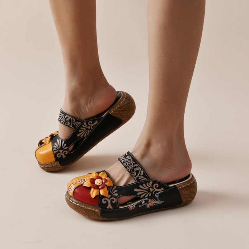 European And American Summer Thick Bottom Flat Bottom Color Matching Candy Color Ladies Toe Sandals - الصورة 5