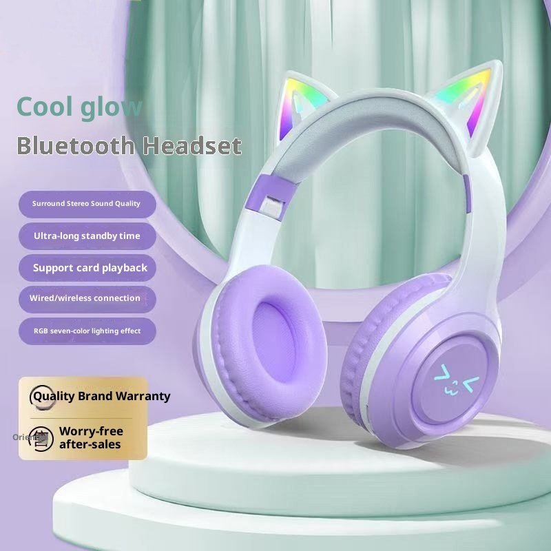 Cute Cat Ear Wireless Bluetooth Headphones - الصورة 2