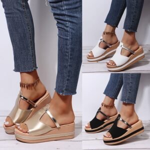 Wedge Heel Female Fish Mouth Word Casual Outdoor Sandals