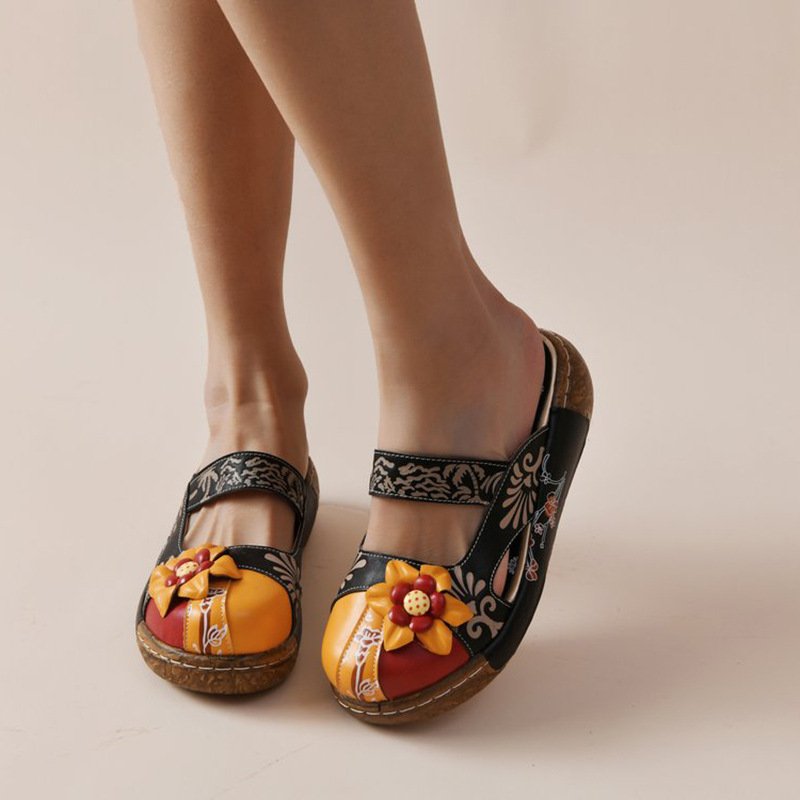 European And American Summer Thick Bottom Flat Bottom Color Matching Candy Color Ladies Toe Sandals - الصورة 4