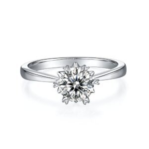Dance Of Wind And Snow - A Wedding Ring Set With 1-carat Top-quality Moissanite S925 Silver And Platinum-plated Diamond. The Ring Can Be Inspected With A Diamond Pen
